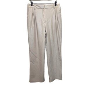 House of Harlow 1960 Vegan Leather Cream Straight Leg Pants Size 10 Neutral